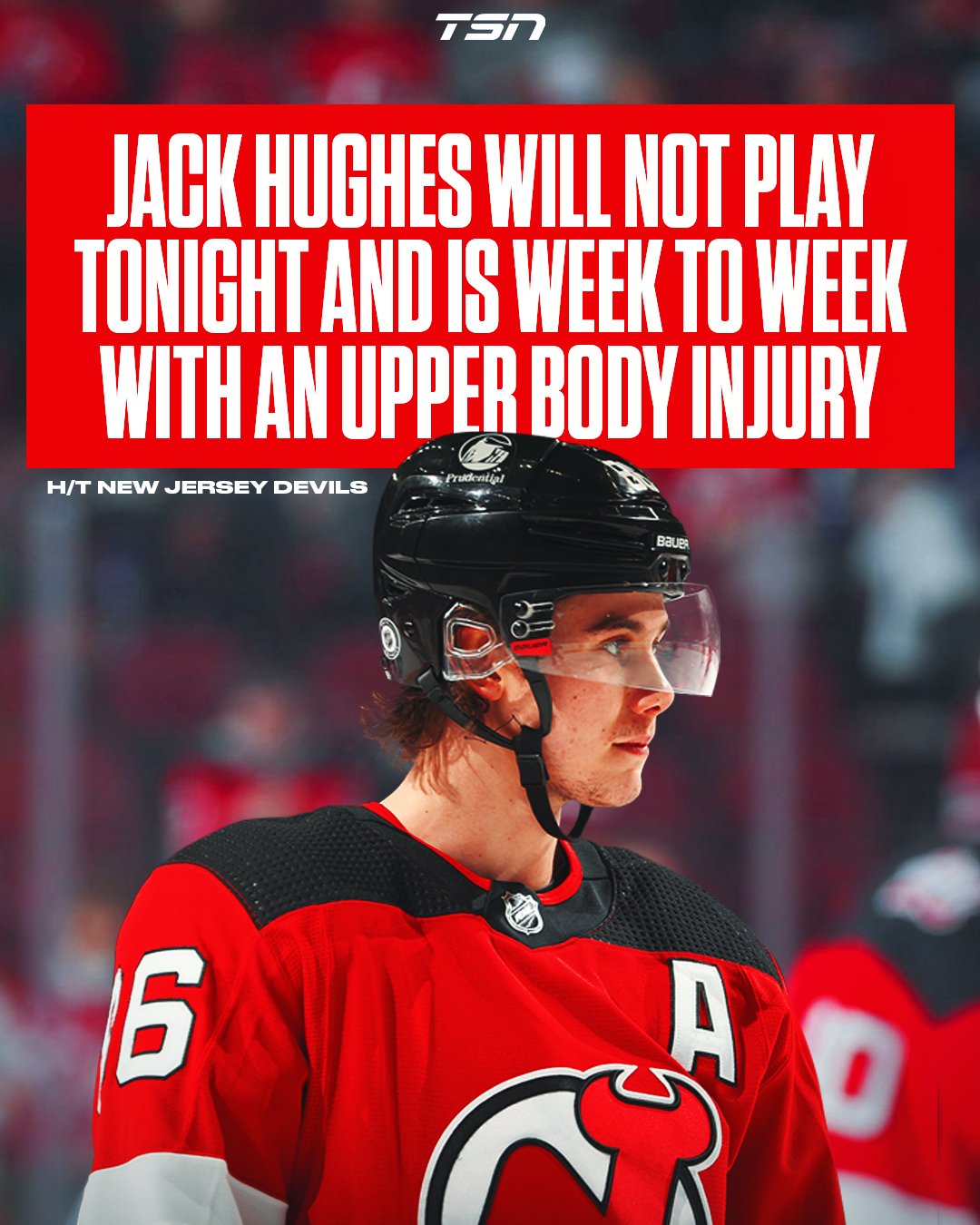 Devils All-Star Jack Hughes out with upper-body injury - NBC Sports