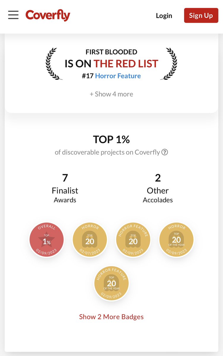 Yep. FIRST BLOODED is currently the #4 horror feature this month and #17 on the All-Time horror feature list! Thank you @coverfly! #ScreenwritingTwitter #screenwriting #amwriting #womeninfilm #womeninfilmandtv #HorrorCommunity