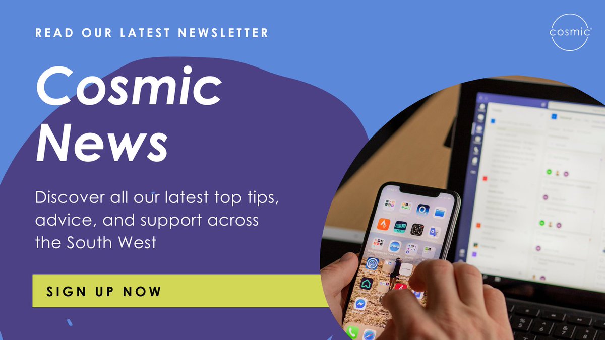 Our Newsletter is out!

Read the general newsletter here: mailchi.mp/cosmic.org.uk/…

And if you want to sign-up for the regular newsletter that goes out twice a month, click the link here: eepurl.com/goh8az

#Newsletter #GeneralNews #DigitalTechnology #DigitalSkills