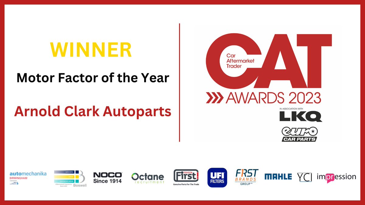 Let’s move on to Motor Factor of the Year, which is sponsored by <a href="/UfiFilters/">UFI Filters</a>. 
The winner is… <a href="/ArnoldClark/">Arnold Clark</a> Autoparts. Well done!