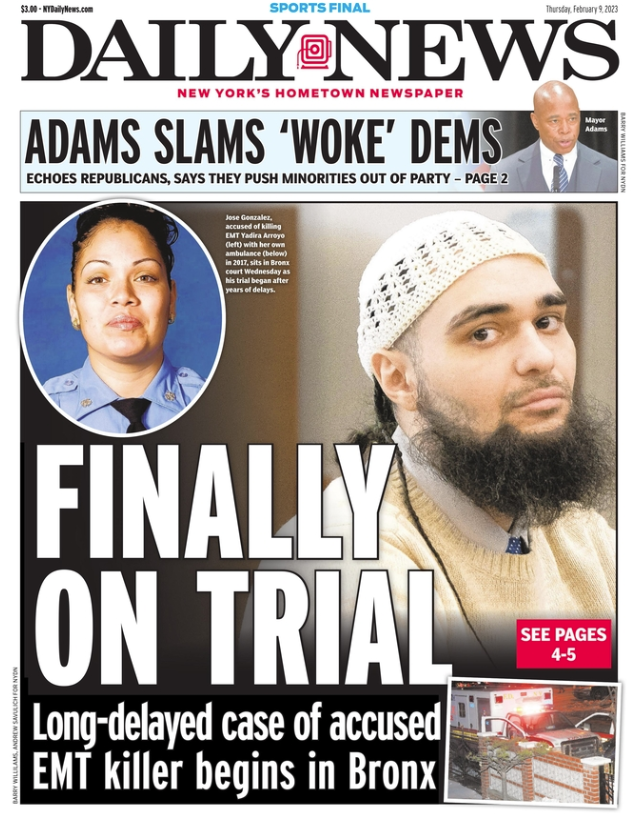 NYCEMSwatch's tweet photo. Front page of the New York Daily News. https://t.co/PnI17olxYM