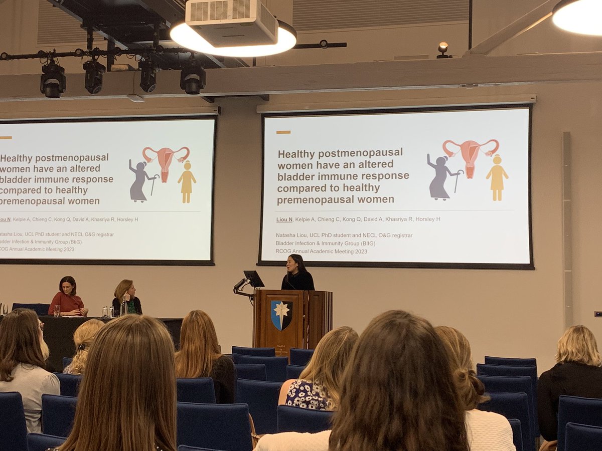 Amazing, interesting, clear talk by Natasha Liou <a href="/NSYL3/">Natasha Liou</a> at the <a href="/RCObsGyn/">RoyalCollegeObsGyn</a> <a href="/BlairBellRS/">Blair Bell Research Society</a> Annual Academic Meeting on the altered bladder immune response in healthy postmenopausal women 👍👩‍🎓🎉