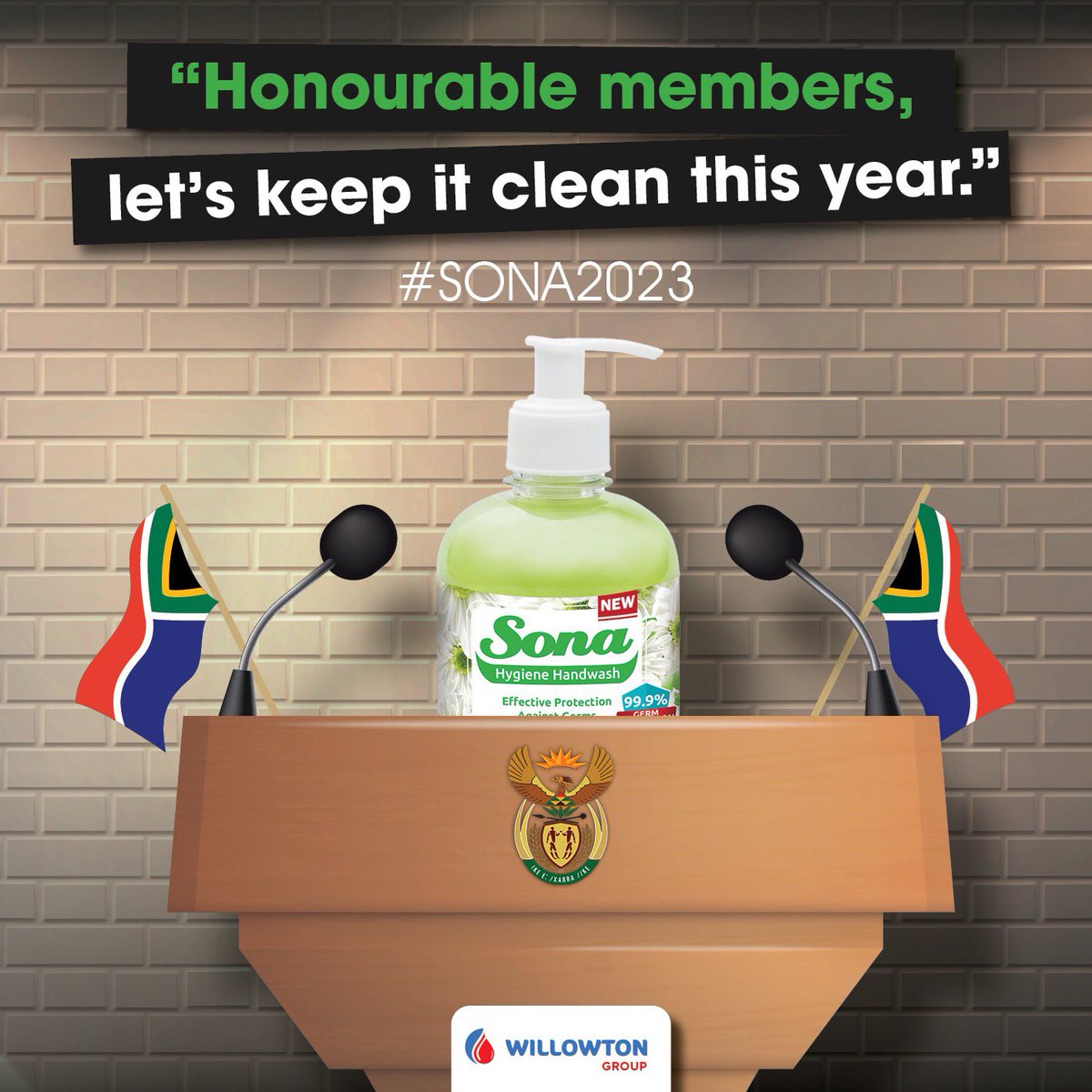WillowtonGroup's tweet photo. Honourable members, let’s keep it clean this year. 

#Sona2023 #Clean #Sona @sonabeautyza @cyrilramaphosa @presidencyza @parliamentofrsa https://t.co/RLNa27gCjx
