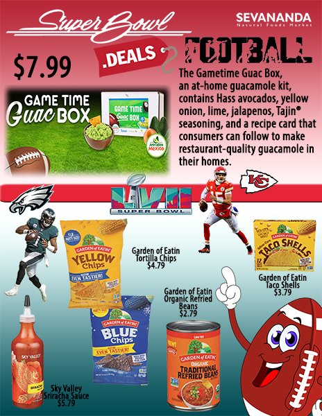 R U READY FOR SOME FOOTBALL !!  Make your plans now to come in to Sevananda and save on our deals for the game.  We are waiting for youuuuuuuuuuuuuuuuuu !!!!!