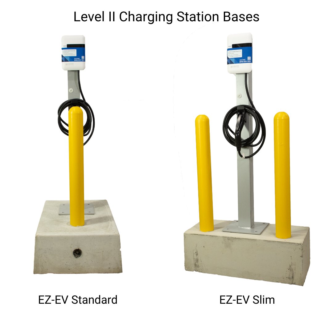 EZ_CRETE's tweet photo. Introducing our Precast Concrete Universal Level II EV Charging Station Bases! EZ-EV Standard Base, or our EZ-EV Slim Base which has a more compact footprint, a perfect solution adjacent to street curbs or sidewalks but can be installed anywhere space is limited. https://t.co/dwRNkuN910