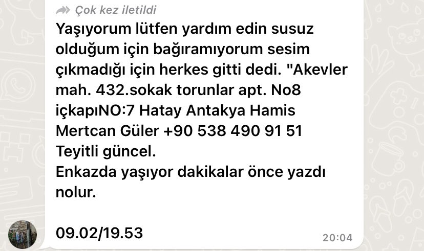 Arkadaşlar yayalım lütfen🙏🏻 #AFADhatay #acil <a href="/AFADBaskanlik/">AFAD</a> <a href="/AFADHatay/">AFAD HATAY</a> @Ahbap_Hatay <a href="/ahbap/">Ahbap</a> <a href="/haluklevent/">Haluk Levent ( Ahbap Ekibi )</a>