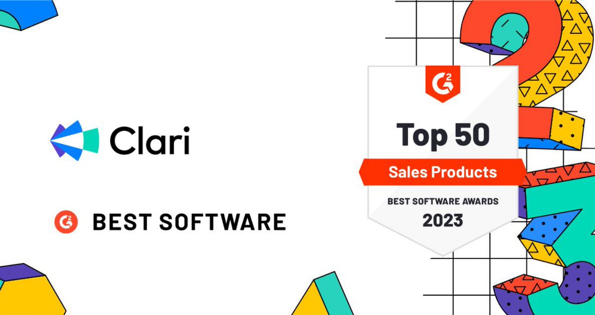 Time to pop the cork!🍾🍾🎉🎉

Both <a href="/wingmanforsales/">Clari Copilot</a> and Clari are in G2's #BestSoftware2023 award list of the top 50 sales products. Talk about a double whammy!🤩🤩

A huuuuuuge shout out to the entire Wingman &amp; <a href="/clarihq/">Clari</a>  team who help us look this good. 
This one’s for you!💙💙