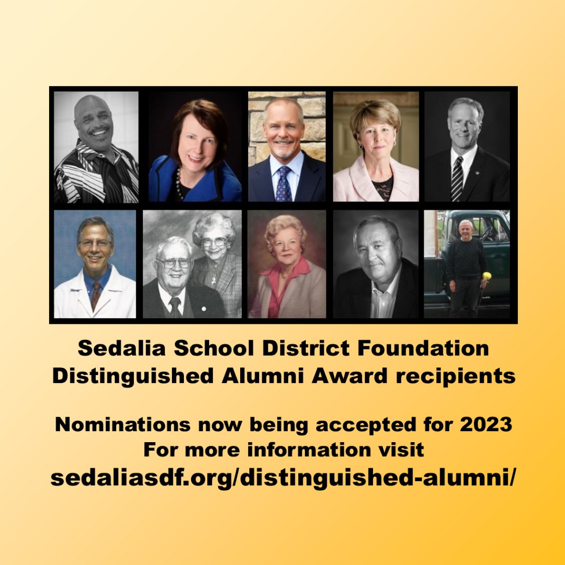 Nominations now being accepted for 2023 SSDF Distinguished Alumni Award. Visit sedaliasdf.org/distinguished-… for more information.