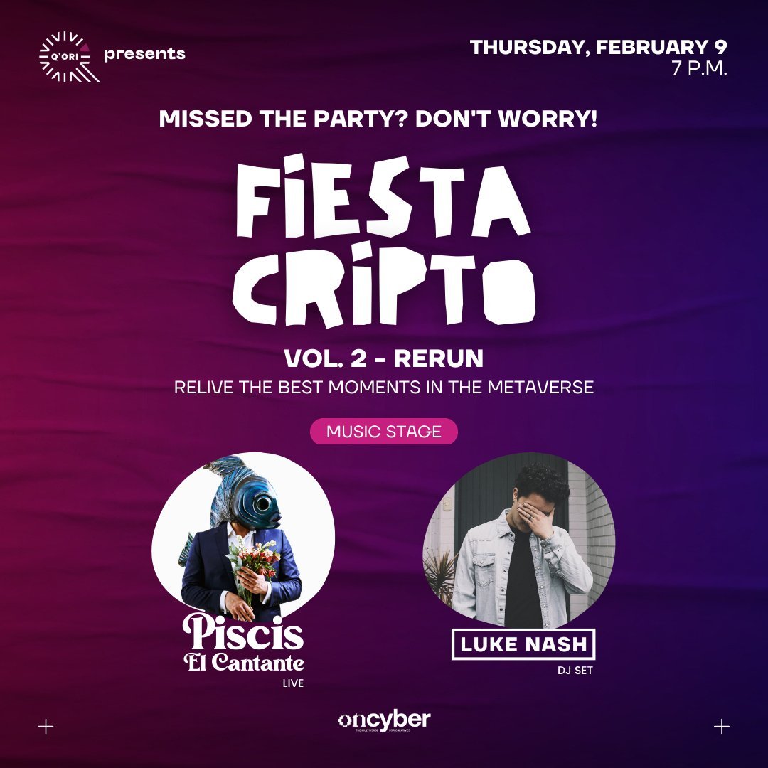 MercurioLegacy's tweet photo. ¡LA FIESTA CRIPTO VOL. 2 ESTÁ DE REGRESO!
Revive estos dos grandes conciertos en la nueva galería de @QoriProject junto a @PiscisCantante y @lukenashmusic en @oncyber.
Te esperamos 👉🏻 https://t.co/6nwzBLGD3T
#FiestaCripto #NFTArt #SnakesGallery https://t.co/BF9Mrkyf4N
