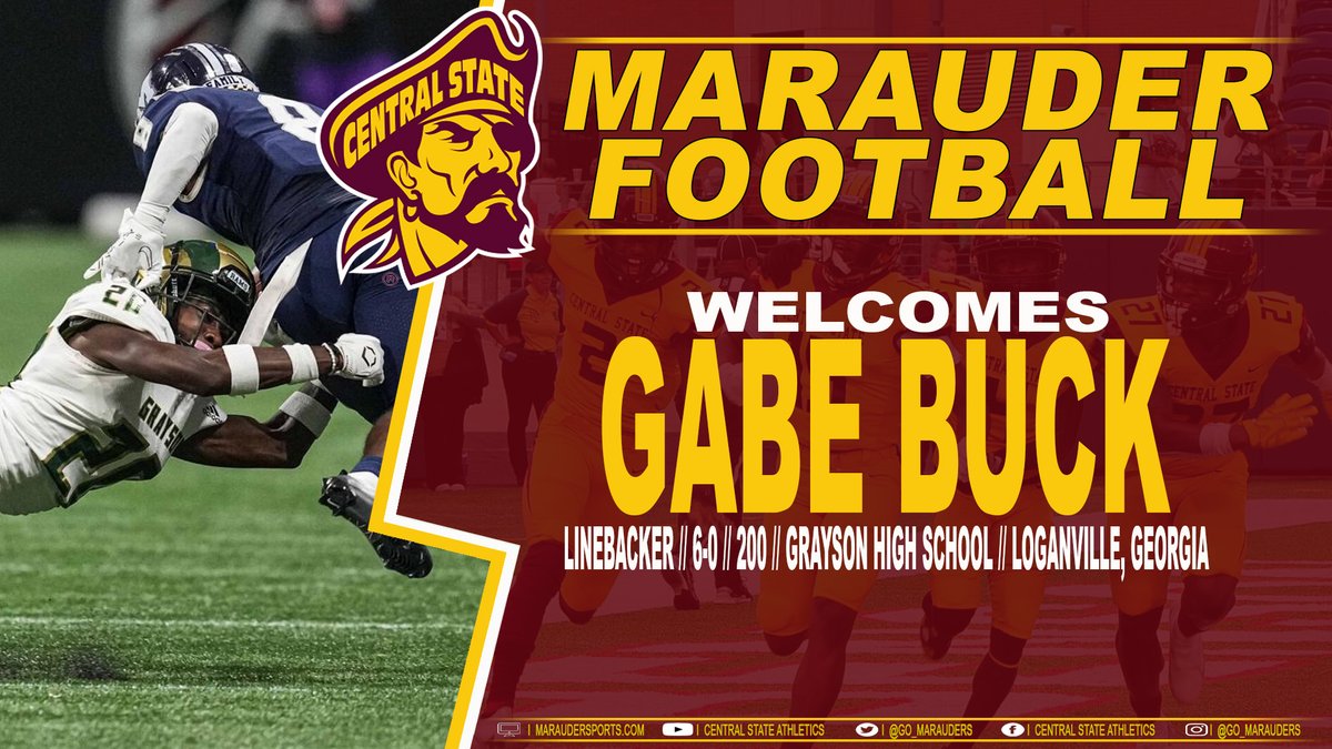Central State Athletics (@go_marauders) on Twitter photo 🏈CENTRAL STATE UNIVERSITY OFFICIALLY WELCOMES LINEBACKER GABE BUCK TO THE MARAUDER FOOTBALL PROGRAM🏈
@centralstate87 <a href="/CSU87Admissions/">CSU87Admissions</a> <a href="/daytonsports/">daytonsports</a> <a href="/TheSIAC/">The SIAC</a> <a href="/HBCUGameday/">HBCU Gameday</a> <a href="/Matt247Now/">Matt Digby</a> <a href="/xeniagazette/">Xenia Daily Gazette</a> <a href="/boxtorow/">BOXTOROW MEDIA</a> <a href="/D2HBCUFOOTBALL/">D2 HBCU Football Guy</a> <a href="/yardtalkhbcu/">yardtalkhbcu</a> <a href="/D2ticker/">D2.ticker</a> 🏈CENTRAL STATE UNIVERSITY OFFICIALLY WELCOMES LINEBACKER GABE BUCK TO THE MARAUDER FOOTBALL PROGRAM🏈
@centralstate87 <a href="/CSU87Admissions/">CSU87Admissions</a> <a href="/daytonsports/">daytonsports</a> <a href="/TheSIAC/">The SIAC</a> <a href="/HBCUGameday/">HBCU Gameday</a> <a href="/Matt247Now/">Matt Digby</a> <a href="/xeniagazette/">Xenia Daily Gazette</a> <a href="/boxtorow/">BOXTOROW MEDIA</a> <a href="/D2HBCUFOOTBALL/">D2 HBCU Football Guy</a> <a href="/yardtalkhbcu/">yardtalkhbcu</a> <a href="/D2ticker/">D2.ticker</a>