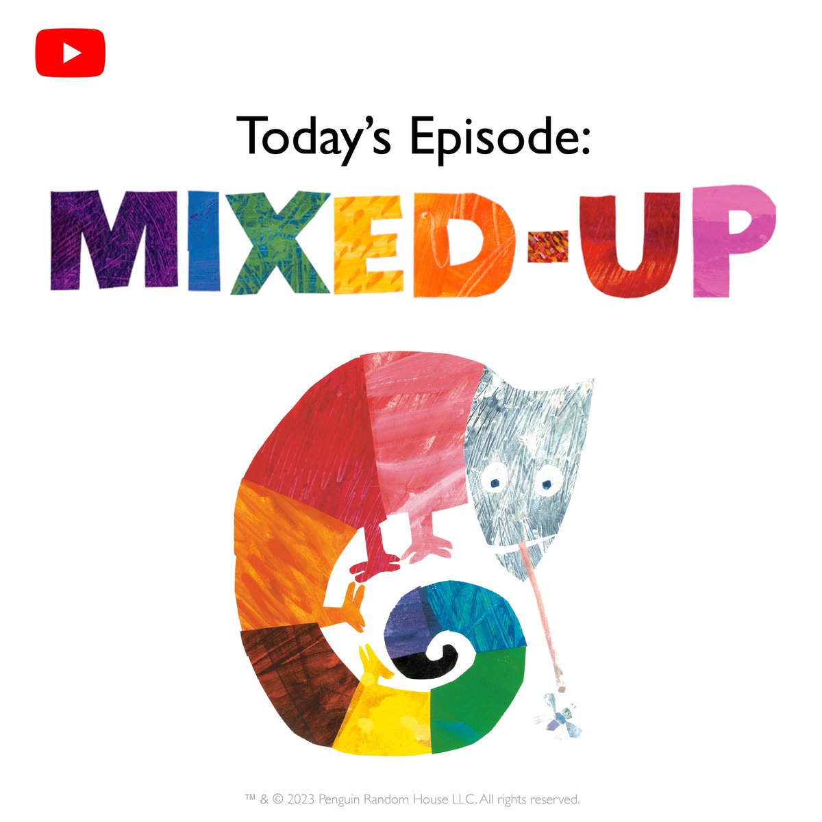 Today’s World of Eric Carle YouTube episode is all MIXED-UP! This episode includes a full storytime read-aloud of The Mixed-Up Chameleon, first published in 1975. Watch the episode here: youtu.be/Y7b7GV3iCT4