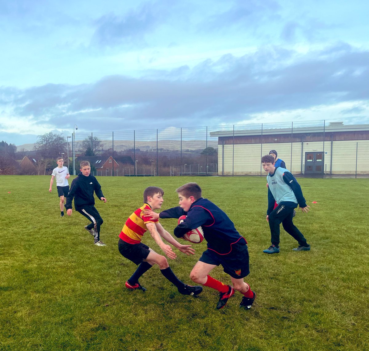steven_meenagh's tweet photo. Great to be back outside with @douglasacadpe rugby boys as we started our prep for the #WOSSCUP ๐
Lots of work on tackling and defence this week.
Next week is attack and the boys are planning some @Barbarian_FC tap and go moves!
๐ด๐ก
#westrugby https://t.co/J6NFSnr7cB