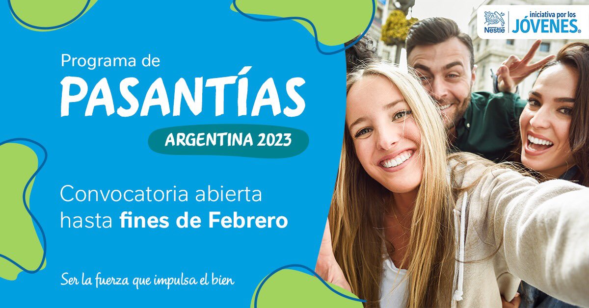 *¡Comenzá tu desarrollo profesional en NESTLÉ!*

Nos aliamos a <a href="/NestleArgentina/">Nestlé Argentina</a> con el objetivo de acercar oportunidades a jóvenes que aspiran a convertirse en los primeros profesionales de sus familias.

Conocé las vacantes y postulate: bit.ly/3lqvtP6