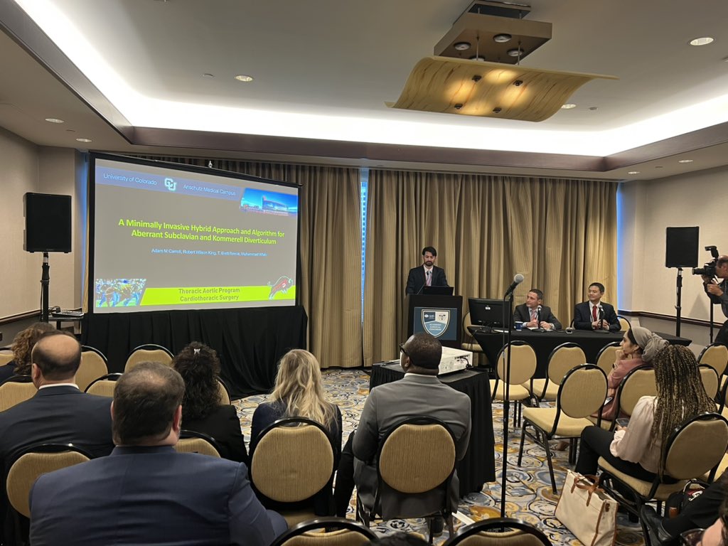 Otto N. Thielen (@othielen24) on Twitter photo Budding aortologist Dr. Carroll presenting on minimally invasive approaches to aberrant subclavian and Kommerell Diverticulum <a href="/AcademicSurgery/">Assoc4AcademicSurgery</a> <a href="/CUDeptSurg/">CU Department of Surgery</a> Budding aortologist Dr. Carroll presenting on minimally invasive approaches to aberrant subclavian and Kommerell Diverticulum <a href="/AcademicSurgery/">Assoc4AcademicSurgery</a> <a href="/CUDeptSurg/">CU Department of Surgery</a>
