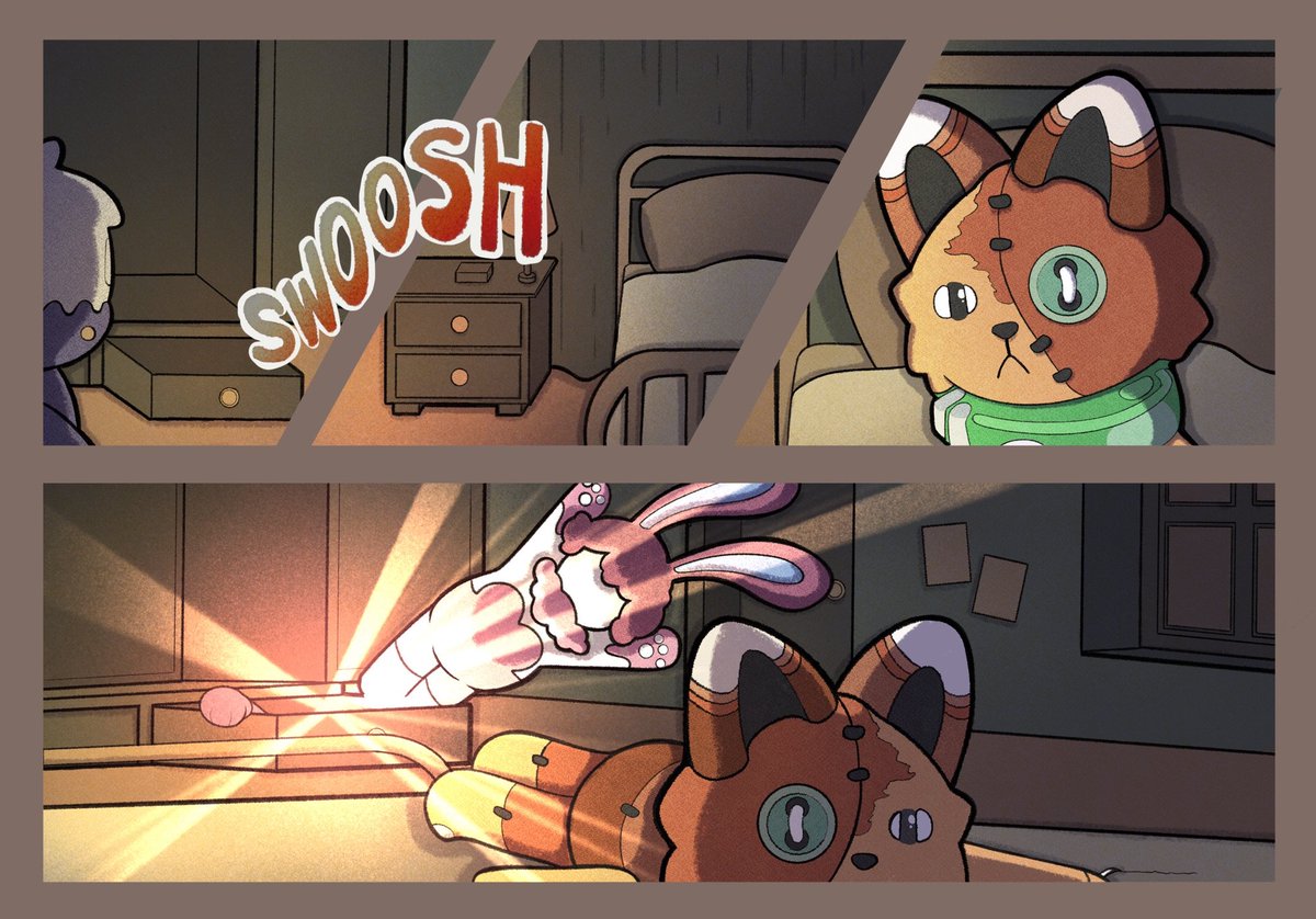 plushieofficial's tweet photo. Things are getting eerie… 🥶

As they sat despondent, not knowing what to do, a brilliant flash appeared from inside the drawer.

It was a portal! 🌀
#whereistheplushie 

🧵(1/2) https://t.co/sTiS1sWxIM