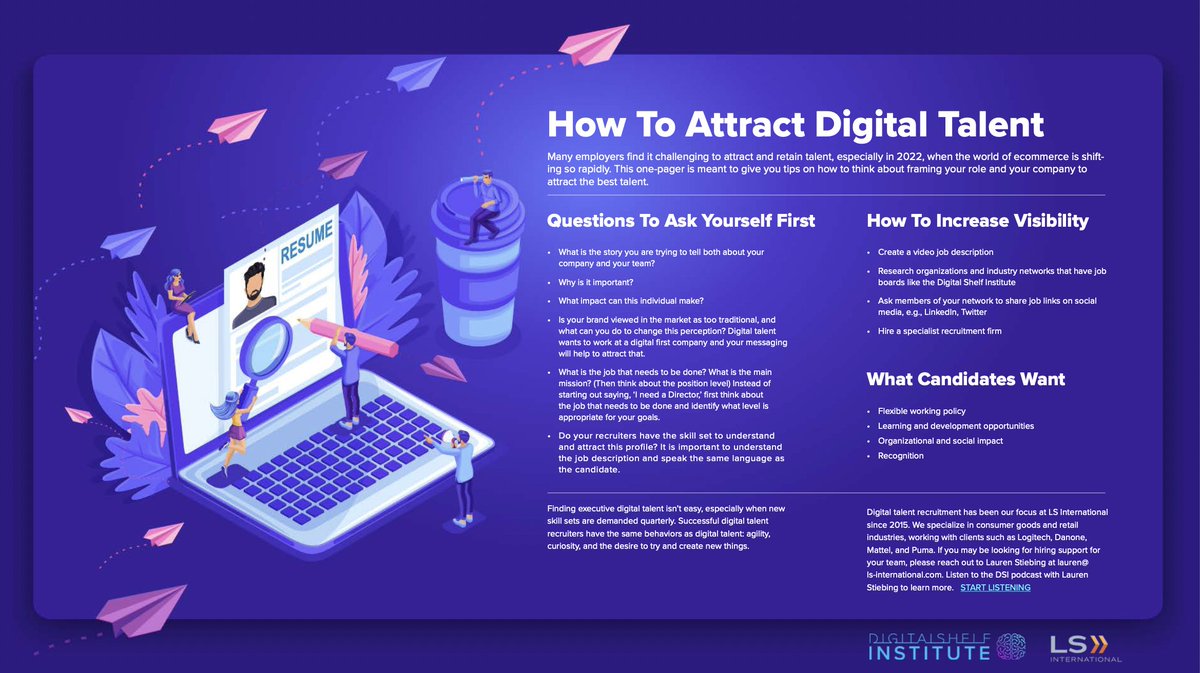 Finding executive digital talent isn't easy, especially when new skill sets are demanded quarterly 🤦🏽‍♀️ 

Check out our infographic for tips on how to think about framing your role and your company to attract the best talent!