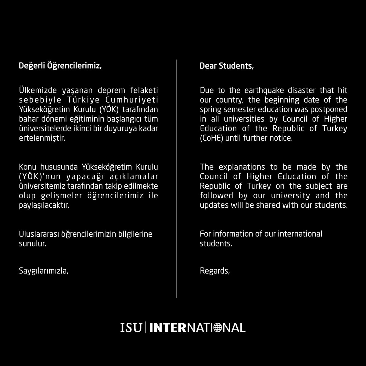 isuintoffice's tweet photo. For information of our international students. https://t.co/gRLwjTBXW8
