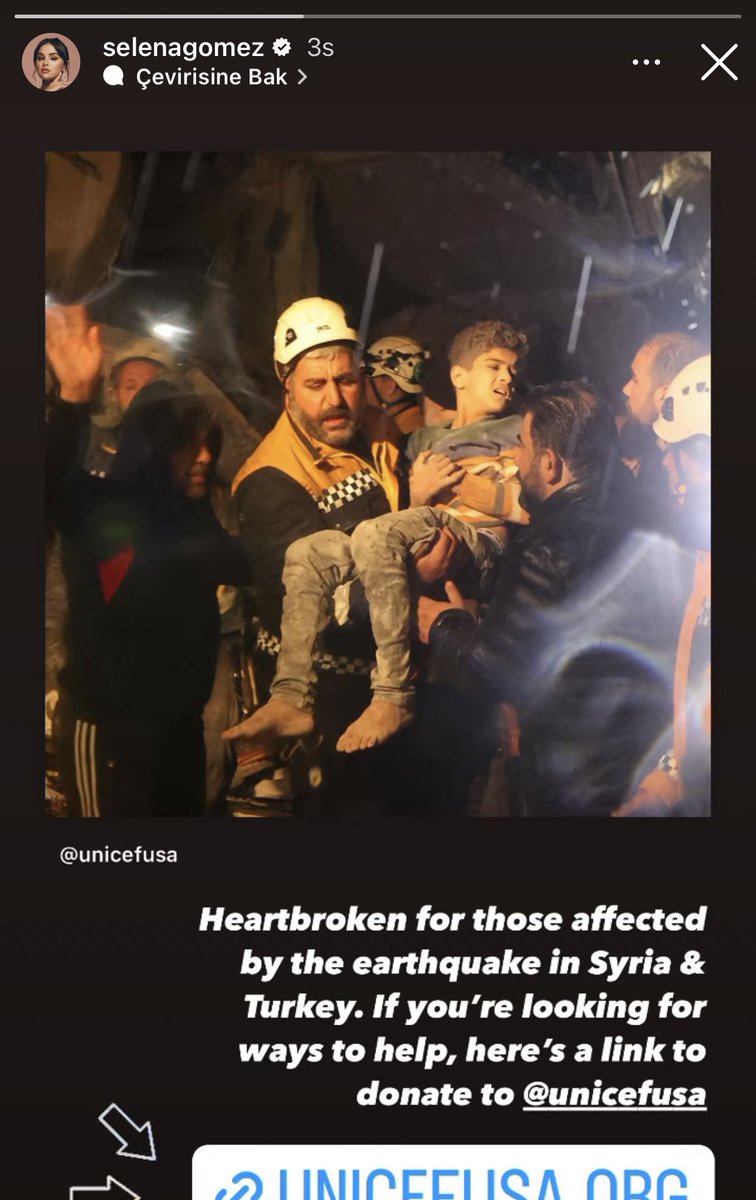 377 milyon takipçili hesaptan türkiye için bağış isteyen dünyaca ünlü selena gomez ve “geçmiş olsun” storysini bile atmaktan aciz ülkeye bir katkısı olmayan türk ünlüler :D
