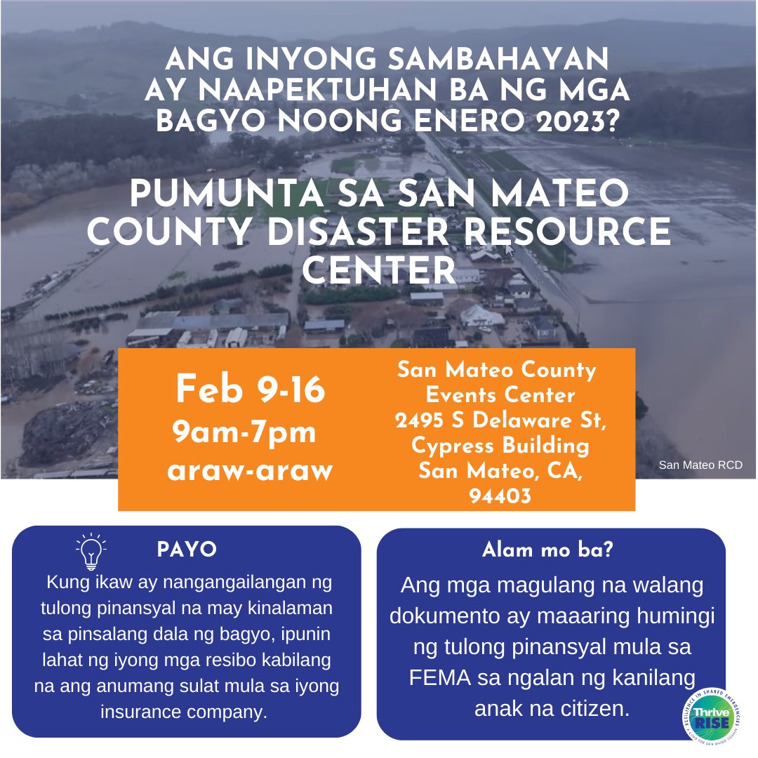 LegalAidSMC's tweet photo. If you were impacted by storms, you can visit a mobile registration intake center to receive support applying for disaster assistance. Si fue impactado por las tormentas de enero, puede visitar un centro movil de registro FEMA para recibir ayuda con su solicitud de asistencia. https://t.co/qJVkZdwjIl