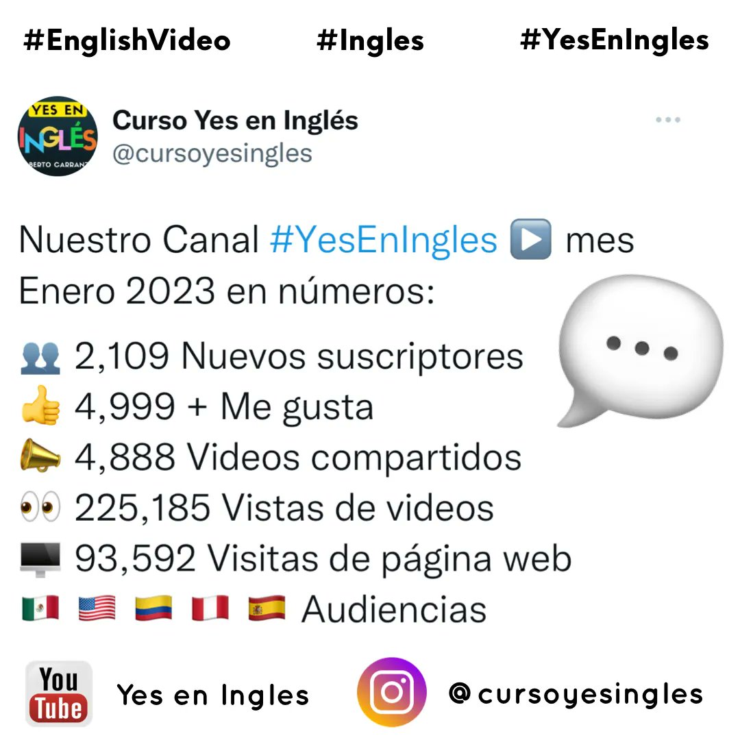 Geekeniero's tweet image. Cifras de Enero 2023 para nuestro proyecto de inglés en línea 💬

#englishvideo #ingles #yeseningles