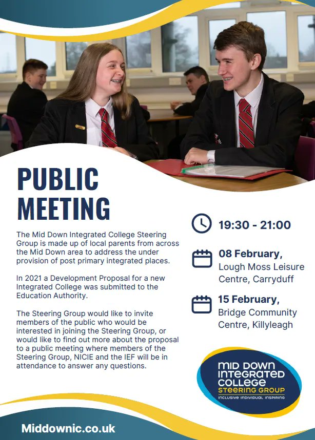 niciebelfast's tweet photo. Great turnout last night at the 1st public meeting with @MDIC19. Lots of interest &amp; support for the proposal which is aiming to increase access to Post Primary Integrated Education for families in the Mid Down area. 2nd meeting is Wed 15 Feb 7.30pm #ChooseIntegrated https://t.co/cRO6AP6103
