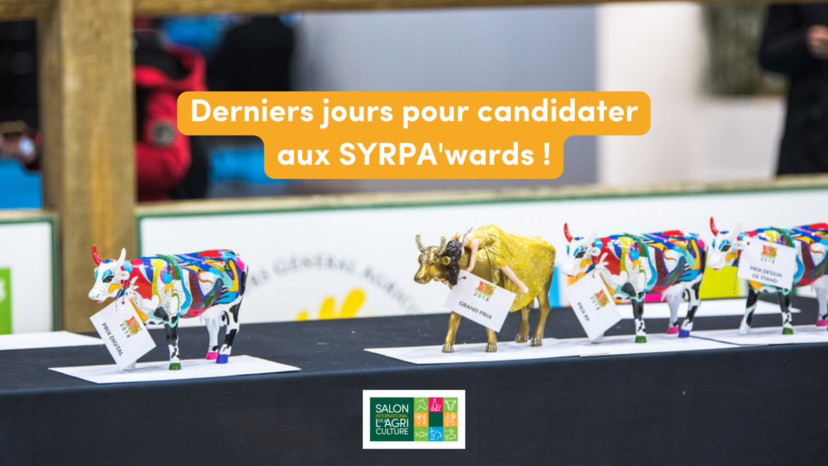 Salondelagri's tweet image. SYRPA’WARDS 🏆

Plus que quelques jours pour candidater pour tenter de remporter l’une des 5 récompenses qui valorisent votre travail de communicant, votre équipe et vos créations 💪

Candidatez jusqu’au 15/02 👇

syrpa.com/les-syrpawards…

#SIA2023 #agriculture