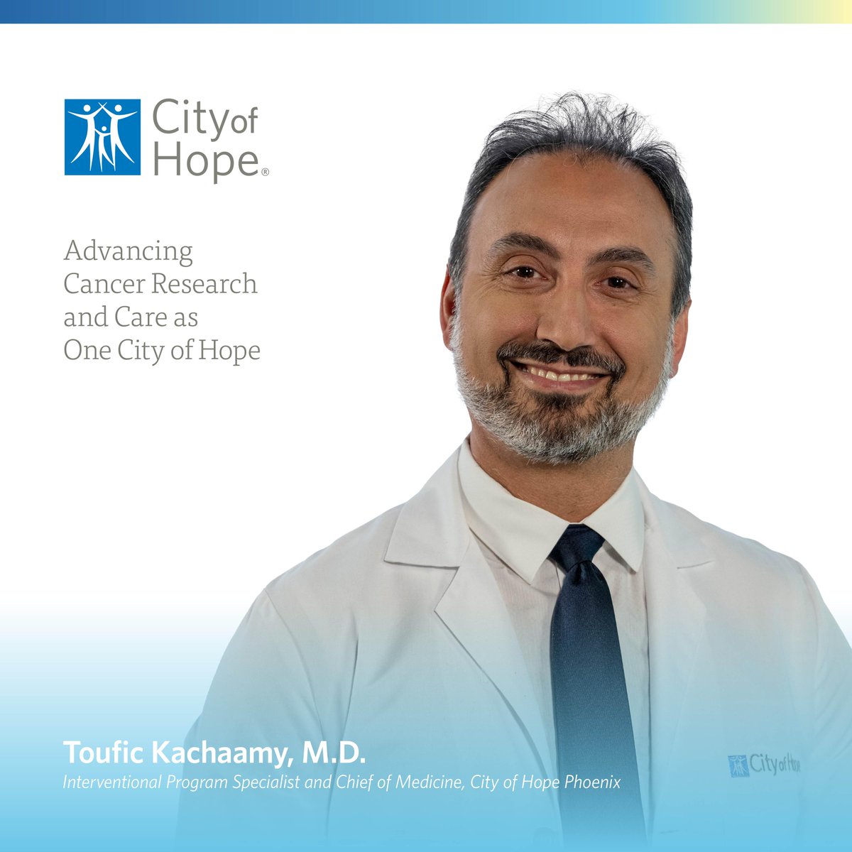 #WeAreCityofHope “‘One City of Hope’ is being able to give hope to more people. By bringing hope, kindness and leading-edge technology, treatments and interventions to more people—that elevates the care everywhere.” –Toufic Kachaamy, M.D., City of Hope Phoenix