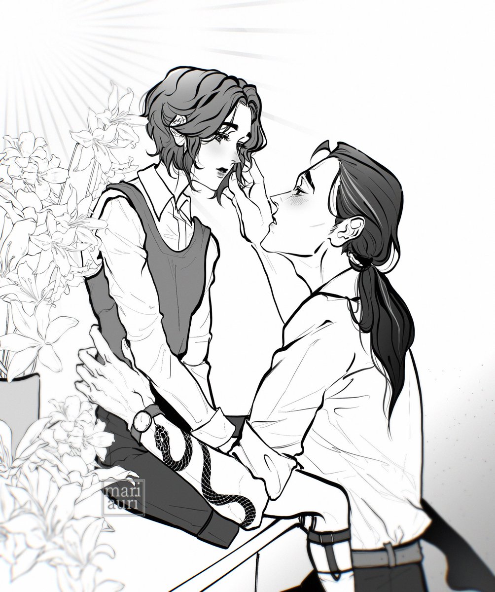 mariauri__'s tweet photo. tw ⚠️ implied teacher x student

a slightly improved ver of my old #junlian drawing for dark mxtx month ‘21 ♥️
prompt: “virginity kink” 🌸🐍
#tgcf #junwu #xielian https://t.co/SskRqv2iZP