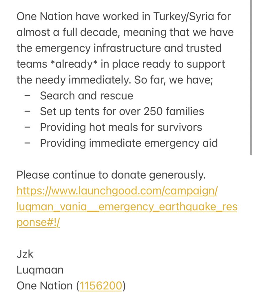 MLVania (@mlvania_) on Twitter photo *EARTHQUAKE APPEAL*
I’m currently on the way to Syria then Turkey on behalf of <a href="/One_NationUK/">One Nation</a>. Details below. Please donate generously.
RT and SHARE
launchgood.com/campaign/luqma… *EARTHQUAKE APPEAL*
I’m currently on the way to Syria then Turkey on behalf of <a href="/One_NationUK/">One Nation</a>. Details below. Please donate generously.
RT and SHARE
launchgood.com/campaign/luqma…