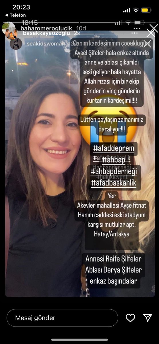 MPulgu's tweet photo. AYSEL ŞİFELER HALA ENKAZ ALTINDA.ANNE VE ABLASI ÇIKARTILDI KENDİSİNİN DE SESİ GELİYOR. ACİL VİNÇ GÖNDERİLMESİ LAZIM

Akevler mah. Ayşe fitnat hanım cad eski stadyum karşısı mutlular apt
Antakya/Hatay
@hertopukessie @ermanyasar @TuhafAmaGercek #acildeprem #enkaz https://t.co/2nJN0i0e0k