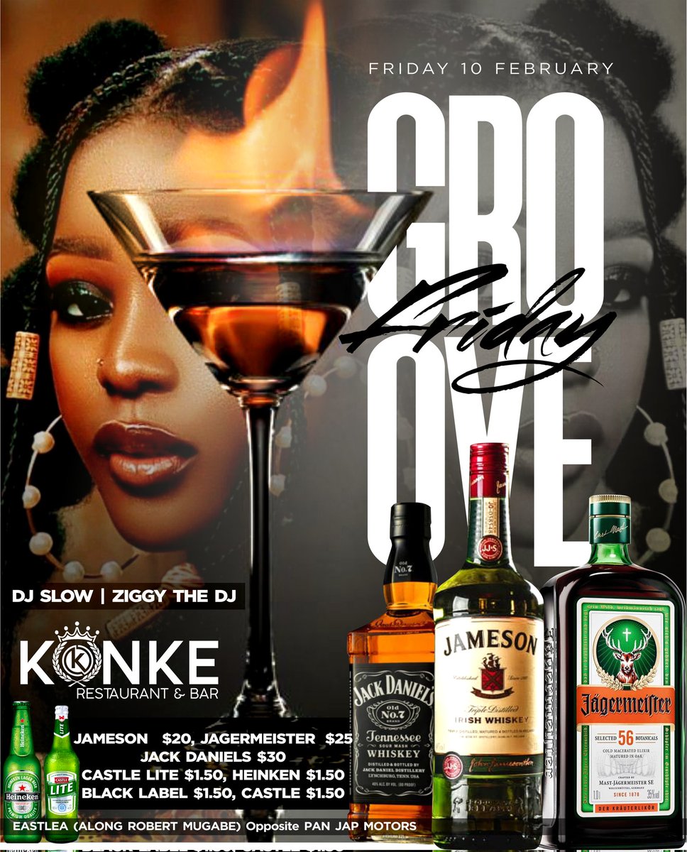 DjSlowzw's tweet photo. We've got your back this weekend favourable prices link and enjoy our amazing specials

Castle lite$1,50
Heineken $1,50
Castles $1,50
Black label $1,50
Jameson $20
Jagermeister $25
Jack Daniels $30 https://t.co/Axm4OuntLi