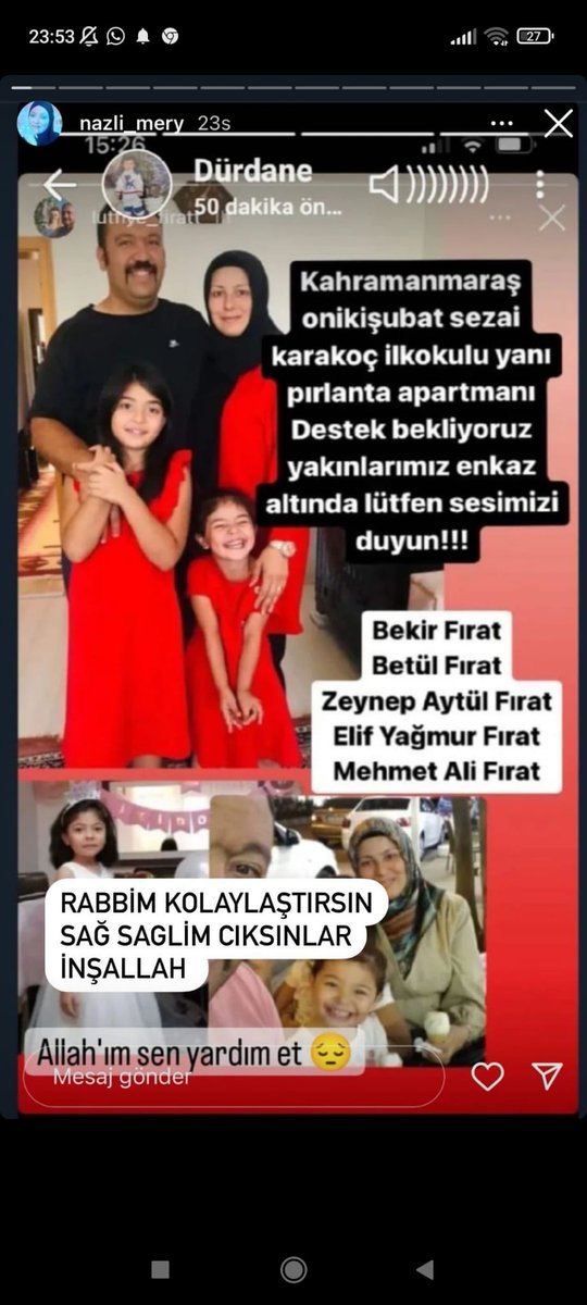 Mmaofficial3's tweet photo. 33018. Sok. Hayrullah mahallesi sezai karakoç ilkokulu yanı pırlanta apt. 2  Kızimizi  kaybettik. Allah rahmet eylesin.
Ebubekir Fırat Betül Fırat ve bebeklerimehmet Ali Fırattan hala haber alamadık. @ProfDemirtas @haluklevent @Yaziyor #marasdeprem #mucize #pirlantaapartmani https://t.co/iIBexk7Gzm