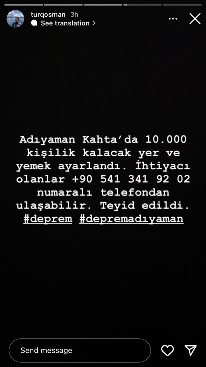 ajansfenercom's tweet photo. Adıyaman Kahta’da 10.000 kişilik kalacak yer ve yemek ayarlandı. İhtiyacı olanlar +90 541 341 9202 numaralı telefondan ulaşabilir. https://t.co/KRZ8vnkhgt