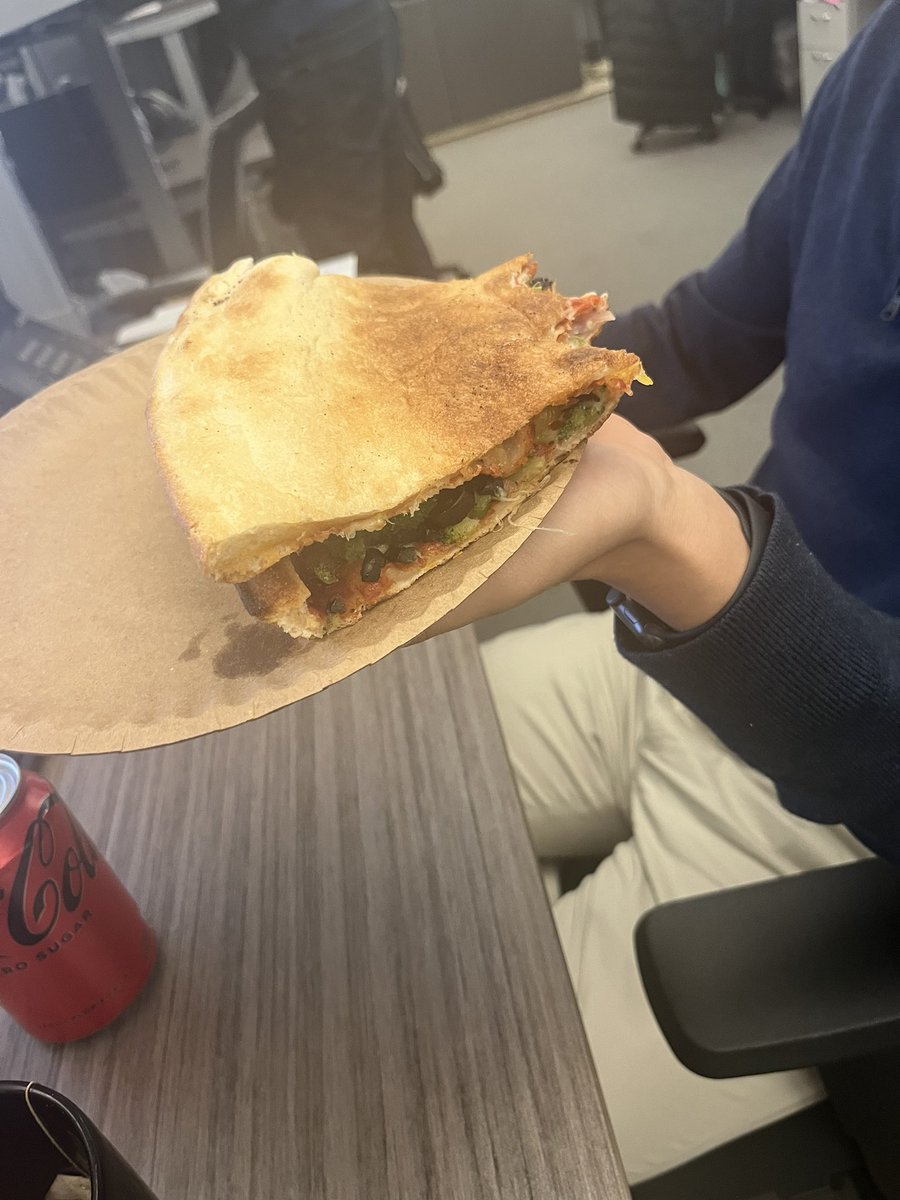 GLMXTech's tweet photo. Happy National Pizza Day! Help us settle the age old debate of the correct way to eat pizza! Stack them, cut it, add some salad or fold it? #NationalPizzaDay #GLMX https://t.co/sRn7NTPBYN