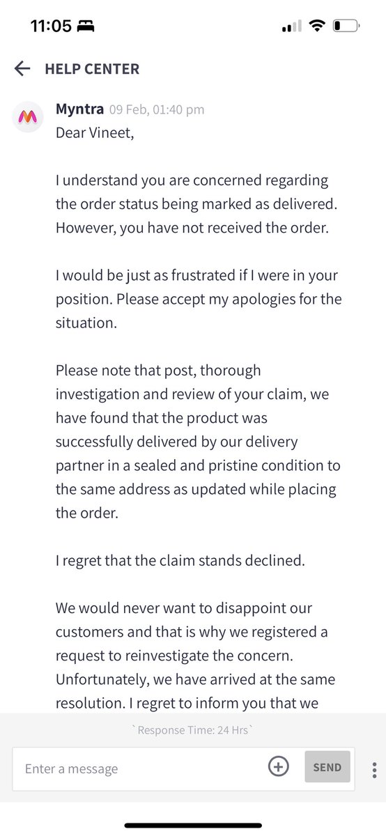 @MyntraSupport  @myntra  i do not understand how can an apology and stating that you dont know what you can do for a 9000 INR order be acceptable? #myntra #whereismyorder