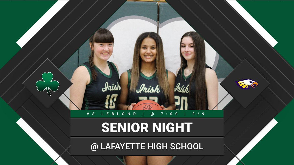 The game is on!!!! See you all there tonight to support our Lady Irish! JV starts at 5:30 and Varsity at 7:00. Senior Night will take place between the games.