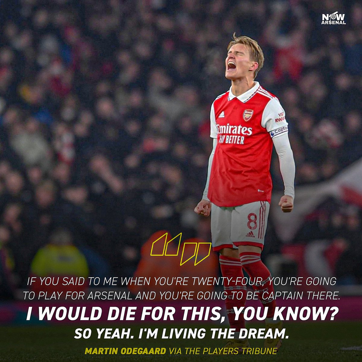 now_arsenaI's tweet photo. When Martin Ødegaard plays well, Arsenal tend to play well.

He’s the man who makes it all happen. The elegance he plays with, the footballing brain he has. He’s a special, special player.

The Norwegian magician. Our Ø.🇳🇴💪🏼 https://t.co/pQFPOCuA8Z