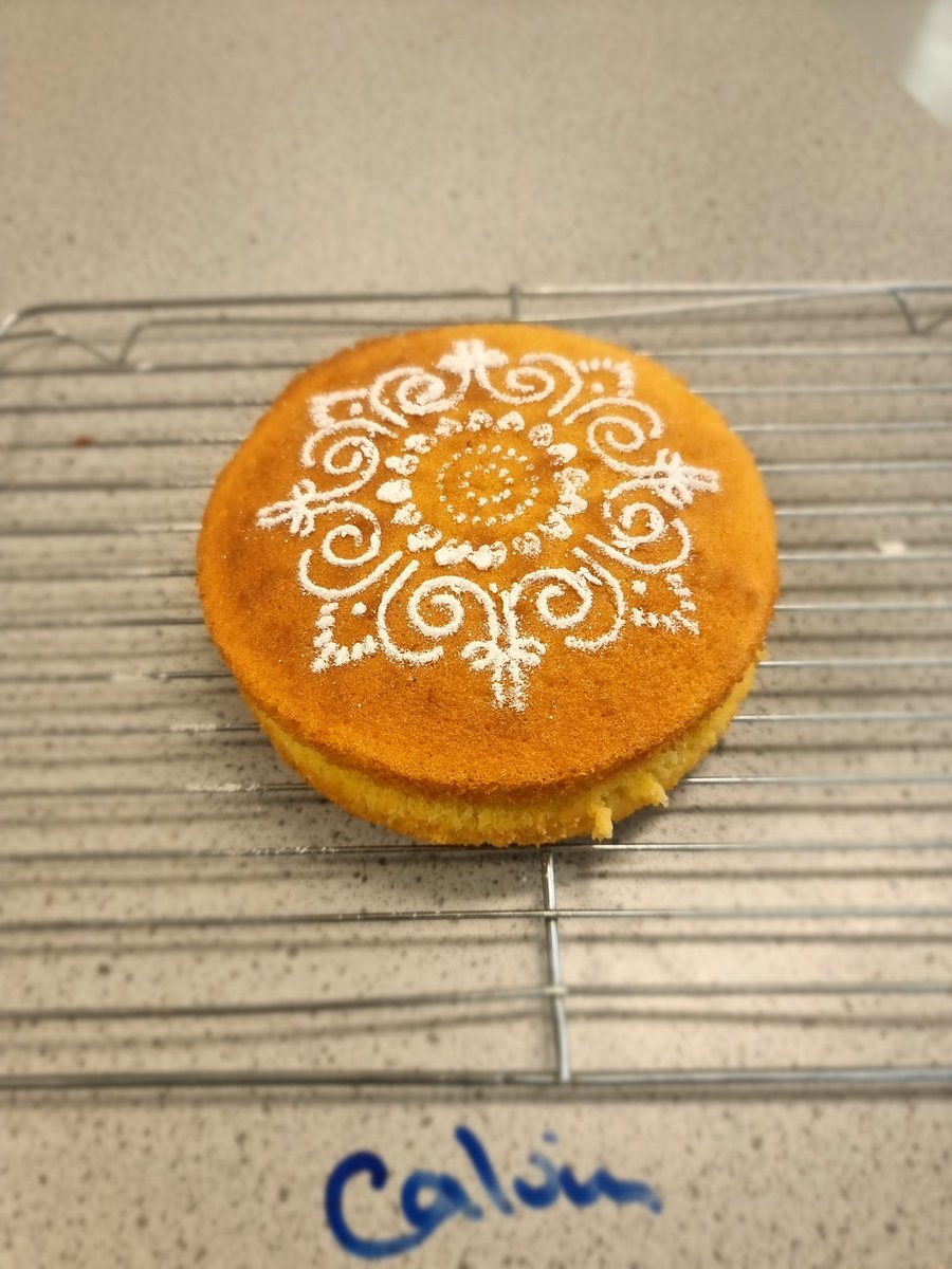 HeNewbattle's tweet photo. NPA Bakery made Victoria Sponges yesterday with stencil designs on top great work guys 
@MrMillarPE @newbattlehigh @NewbattlePE https://t.co/UQHFpXbTve