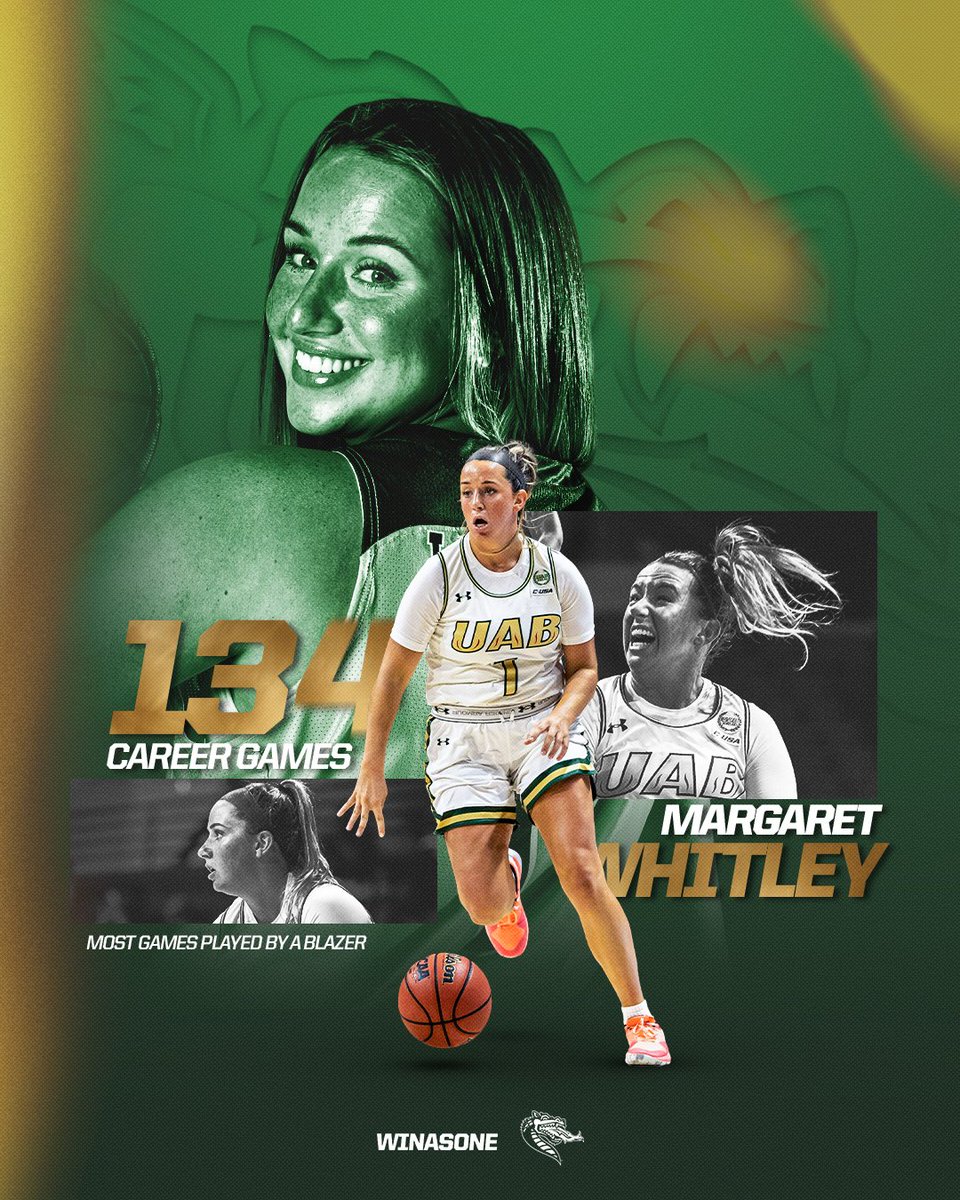 With the opening tip, <a href="/margewhit23/">Margaret Whitley</a> has become UAB's all-time leader in games played with 134! Congrats Marge!
#WinAsOne | #ALLIN