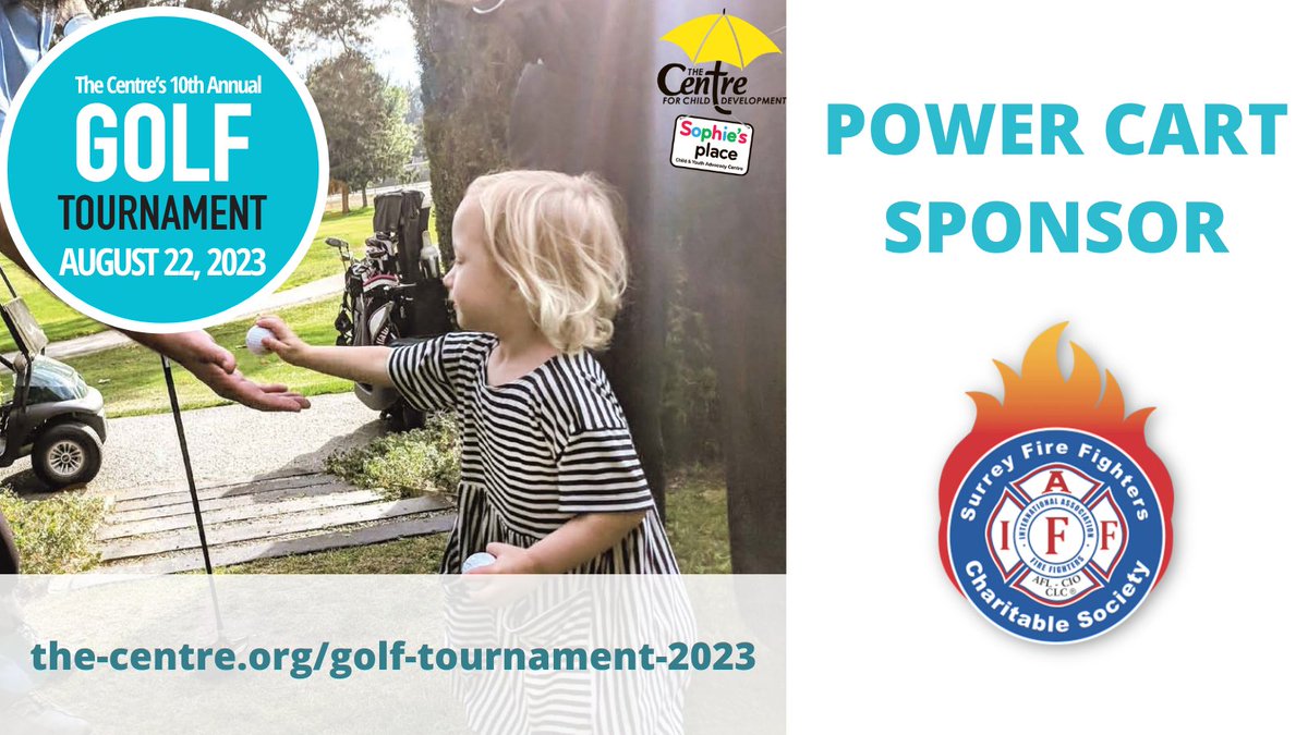 Centreforchild's tweet photo. The early bird gets the birdie! Our Golf Tournament is always a success, thanks to our amazing sponsors- thank you to the @SFFCharitable, our long-time partners & early-bird Golf Power Cart Sponsor! Stay tuned for event registration details!
#CentreGolf #Surreyfire #surreygives https://t.co/GpUolsLP8v