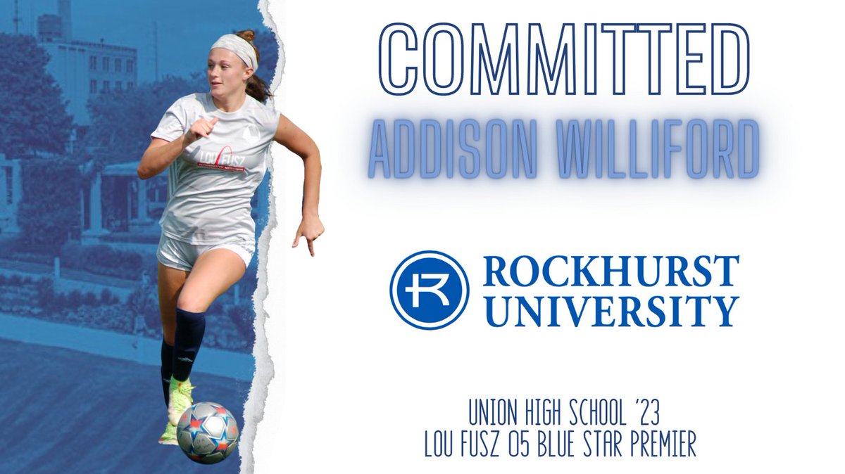 🚨Commitment Alert🚨 
Congratulations to our teammate <a href="/addisonwillifo1/">addison williford</a> on her commitment to play soccer at <a href="/RU_WomensSoccer/">Rockhurst Women’s Soccer</a>!  We can’t wait to see what you accomplish!
<a href="/loufuszsoccer/">Lou Fusz Soccer Club</a>
<a href="/UHSSoccer/">Union Girls Soccer</a>