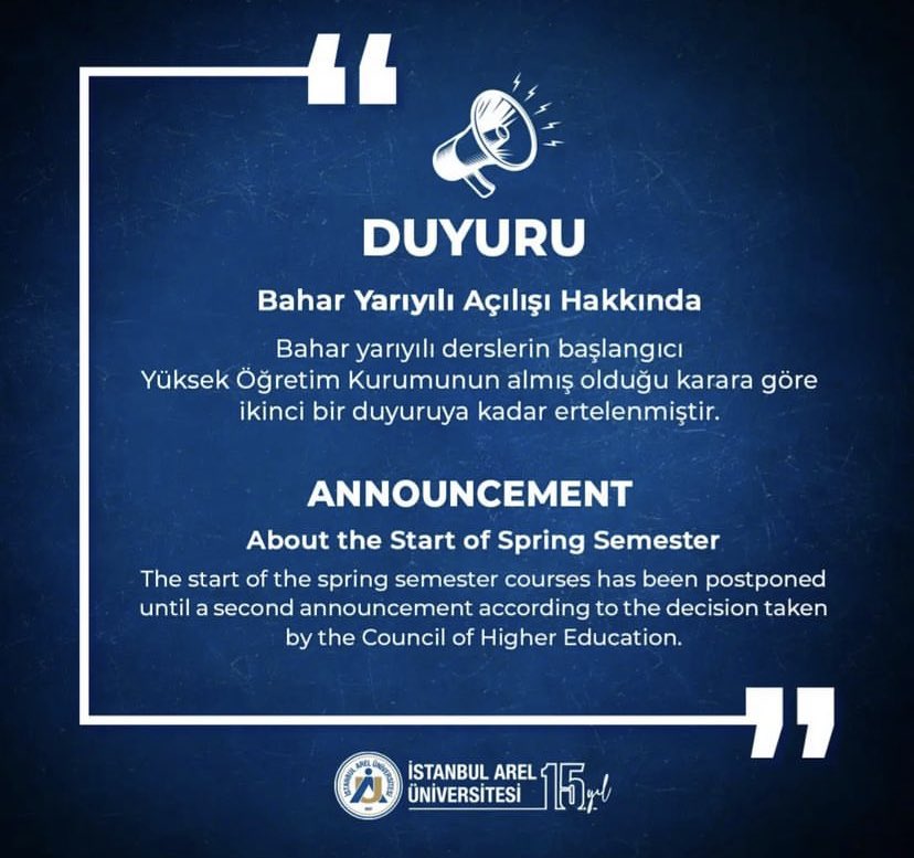 Bahar Yarıyılı Açılışı Hakkında Duyuru