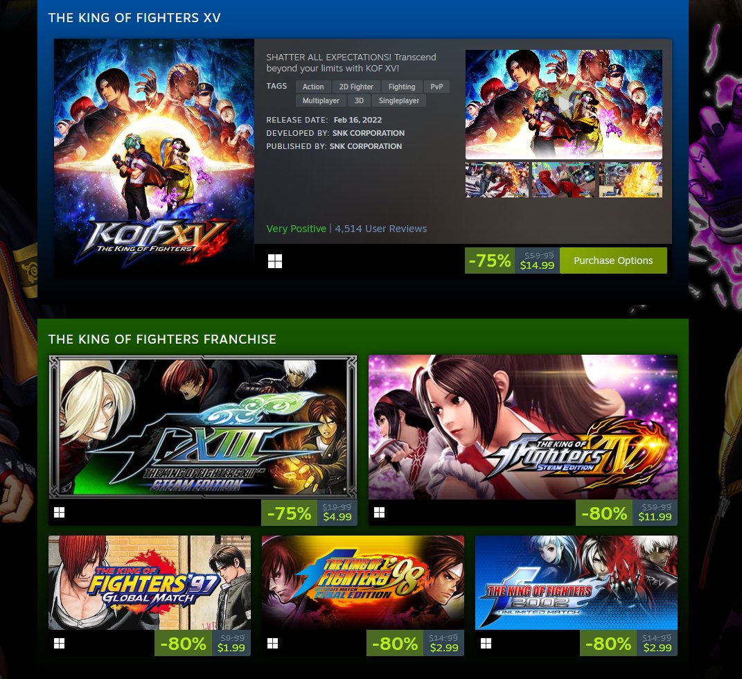 SNK sale on Steam bit.ly/3DUSmRk