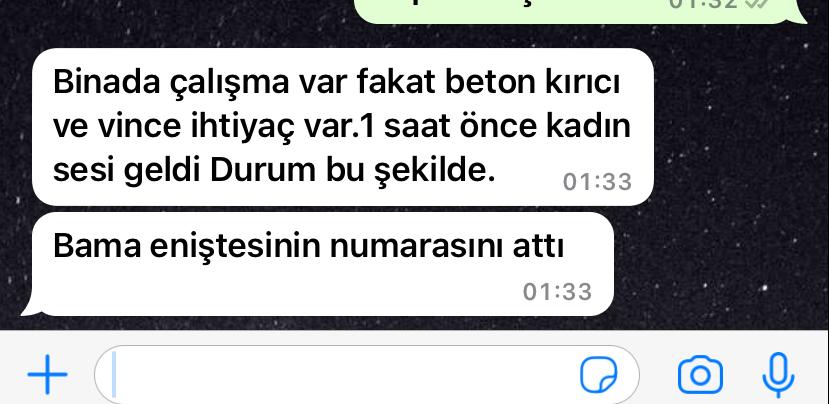 krmnbatuhan's tweet photo. ‼️⚠️SES VAR, YAŞAYAN VAR⚠️‼️
⚠️1 Saat önce enkazdan kadın sesi duyuldu⚠️
⚠️Beton kırıcı,Vinç ve aydınlatma ihtiyacı var ⚠️

Atatürk cad. General Şükrü Kanatlı Mah.  No:168 Eski rektörlük karşısı Giray Apt. Antakya/Hatay

TEL: 05356299183

@BabalaTv @haluklevent @AFADBaskanlik https://t.co/l7wF8Rw59O