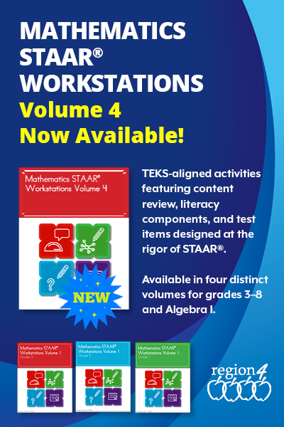 Are you a Math teacher in need of #STAAR resources?

Learn all about these classroom-ready instructional activities designed to increase the performance of students on the STAAR in these workshops!

Gr 4 — 2/21
Gr 5 — 2/16
Gr 6 — 2/23
Gr 8 — 2/16

Details: esc4.net/services/mathe…