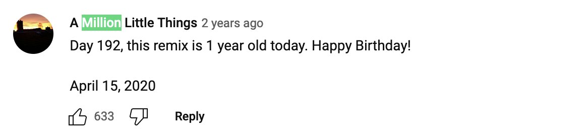 katyilonka's tweet photo. ok i don't spend a lot of time on youtube but i discovered this amazing ... writing project? where someone commented on the same billie eilish remix video every day for a year with a little note about their life 

https://t.co/3OxH2URpCm https://t.co/iBddP2Jm6O