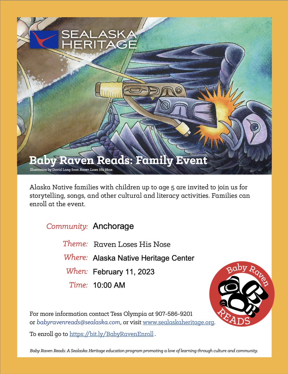 CIRI's tweet photo. Join @ANHC for a FREE family event this Saturday, Feb. 11! ๐จโ๐ฉโ๐ฆ๐งก More info: https://t.co/AoCVP23Y0X
#story #storytime #storyhour #family #familyevent #familyfriendly #native #nativestory #storytelling #nativeculture #alaska #anchorage #anchorageevents https://t.co/gPJtmFWmmr