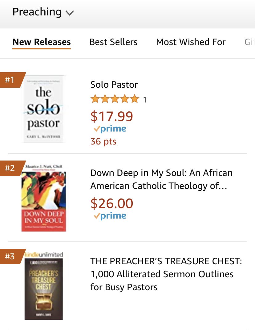 MJNutt1906's tweet photo. Thank you for your support and encouragement, but most of all for preordering, Down Deep In My Soul: An African American Catholic Theology of Preaching.  It hasn’t been released yet and it already ranks in the #2 spot of Amazon’s newly released books on Christian preaching!  🙌🏾 https://t.co/k2w1MQtU0W