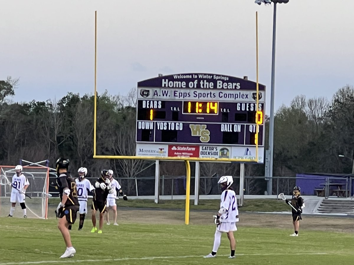 46 seconds in GOALLLLLL

WS 1 - LY 0 
<a href="/LaxWinter/">WINTER SPRINGS LAX</a> 
<a href="/osvarsity/">Sentinel Varsity</a> <a href="/Petes_dragons/">Mr. Gaffney</a>