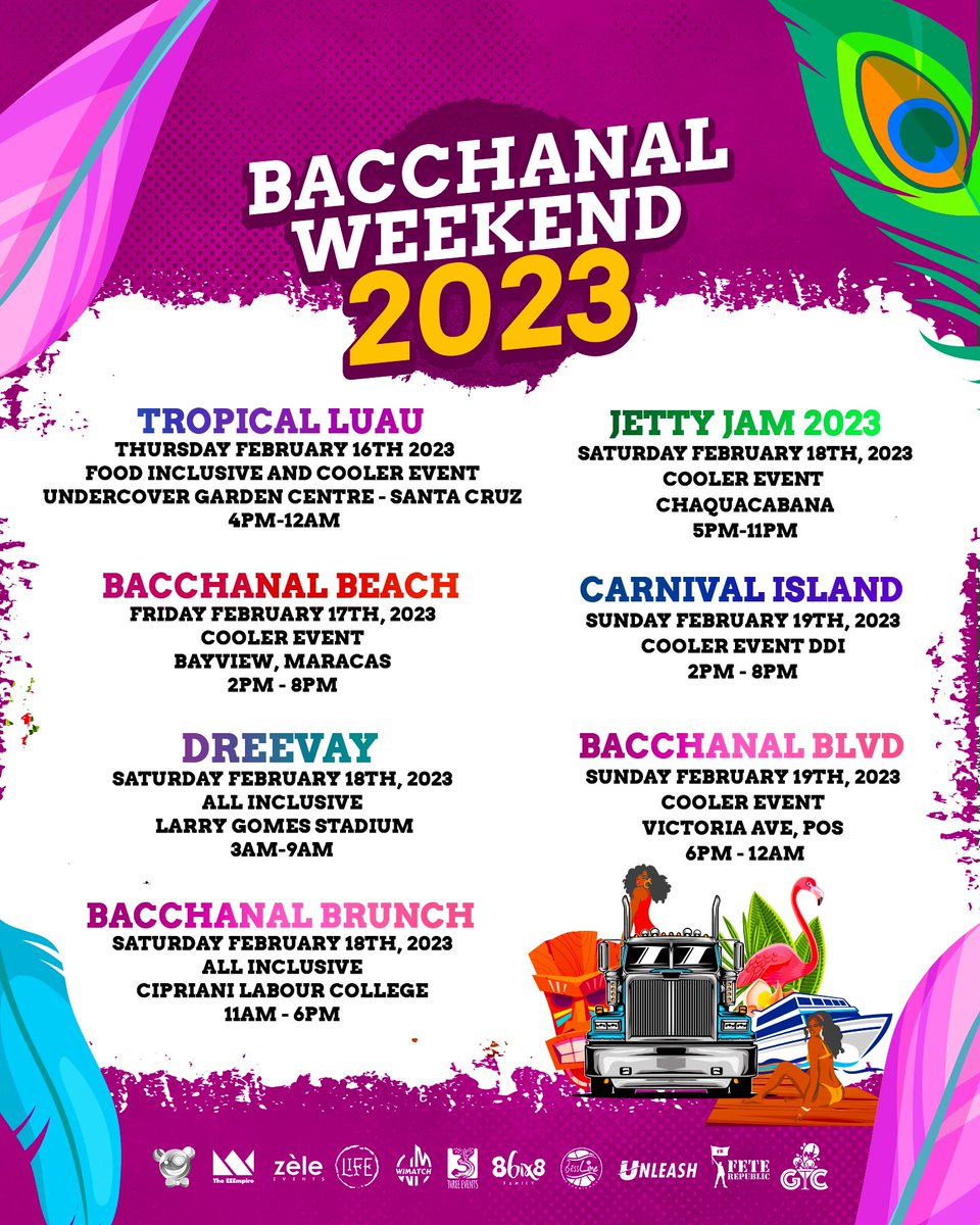 yuplifett's tweet image. This is Bacchanal Weekend ❗️⁣
⁣
𝟭𝟭 𝗧𝗘𝗔𝗠𝗦✨ | 𝟳 𝗘𝗩𝗘𝗡𝗧𝗦🎪 | 𝟭 𝗪𝗘𝗘𝗞𝗘𝗡𝗗 📅⁣
⁣
•••⁣
@yuplifett 
@EEEmpire ⁣
@zele_events 
@LIF3TT ⁣
@wimatch
@Three_EventsTT ⁣
@86ix8Family ⁣
@BessLime ⁣
@unleashcarnival ⁣
@FeteRepublicTT ⁣
@gtc_tt